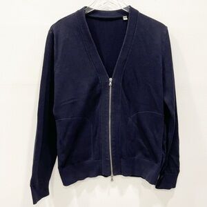 Vince V-Neck Zip Front Cotton Knit Cardigan Sweater Navy Blue Small Men’s